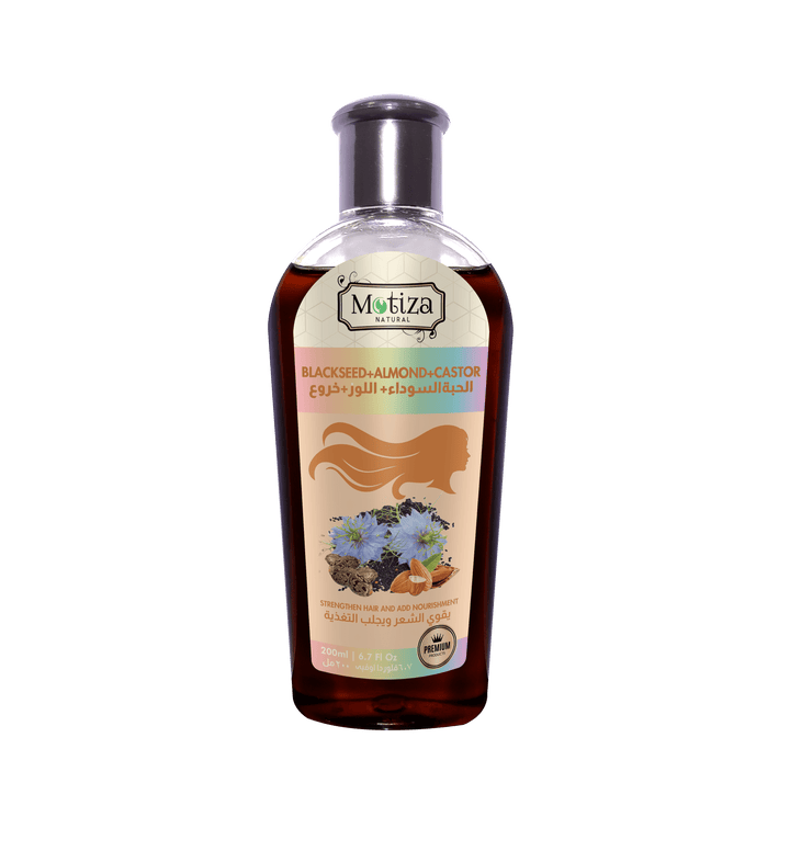 Motiza Hårolie Blackseed, Almond, Castor 200ml - Hårpleje med 3 Kraftfulde Olier
