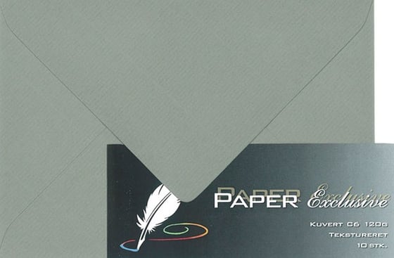 Kuvert C6 120g mørkegrå tekstureret 10stk. ⎮ 5700130139575 ⎮ VE_013957