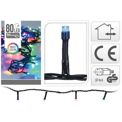 Lyskæde 80 LED multifarvet 6m