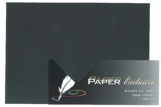 Kuvert C6 120g sort tekstureret 10stk. ⎮ 5700130140359 ⎮ VE_014035