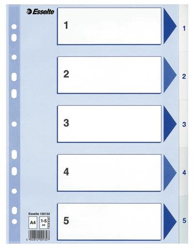 Register A4 1-5 Plast Hvid (20) ⎮ 5902812001327 ⎮ RZ_002523
