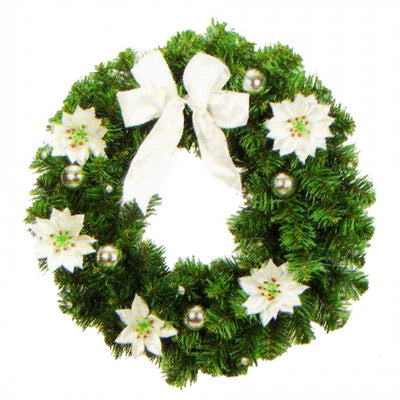 Krans 45 cm. m/Hvide blomster ⎮ 5706229410563 ⎮ GT_002431