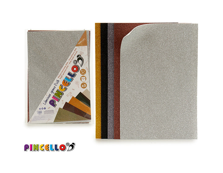 Set 5 sheet eva foam glitter dark 20x30