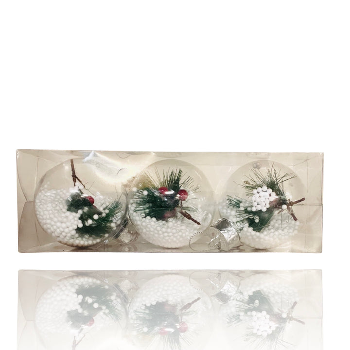 Krist 3stk Julekugler 7,5cm - Gennemsigtige