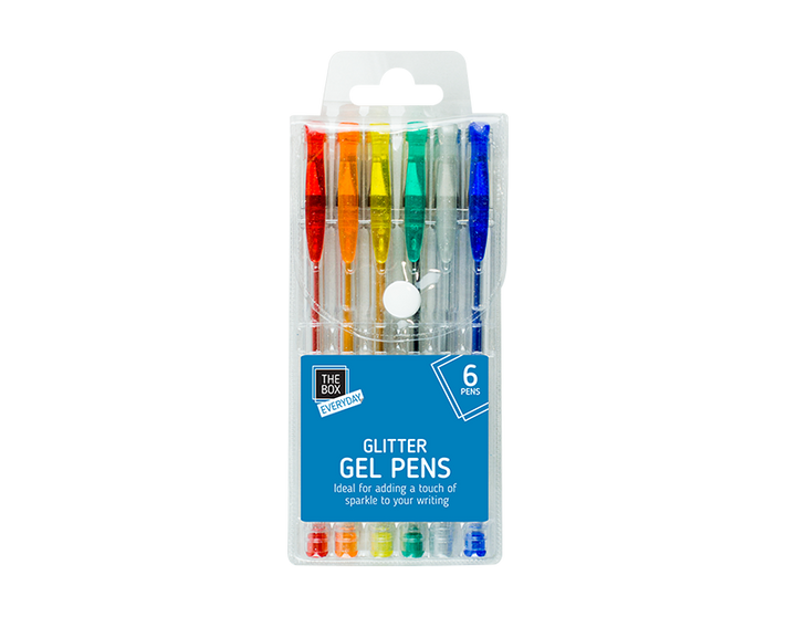 Glitter Gel Penne - 6 Pakke - Dollarstore.dk