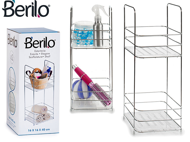 Berilo - badstativ på fod 40x16cm med 2 hylder rustfristål