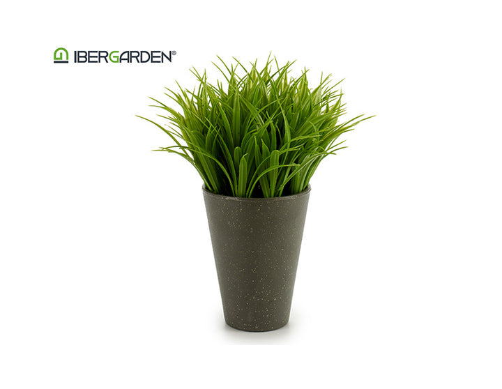 Gray concret flowerpot plant