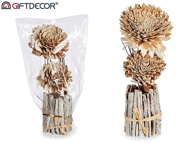 Giftdecor - Stor kunstig blomst lavet af naturlig genstende