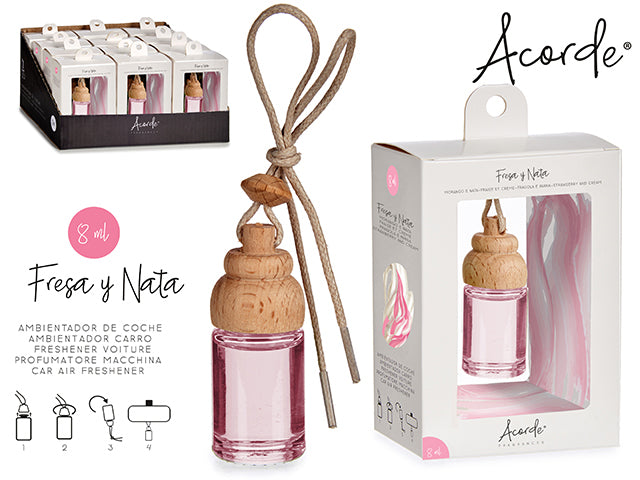 Acorde - Aromaglas på reb. bilduft format 8ml Jordbær & creme