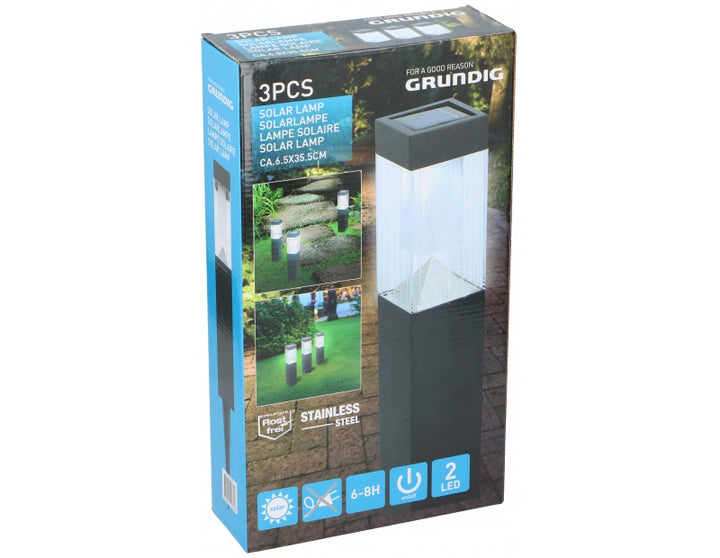 Solcellelampe 2led 3stk ss