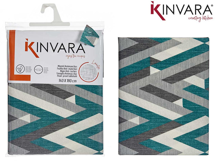 Kinvara Vandafvisende Borddug 140x180cm - Grå/Grøn Tema