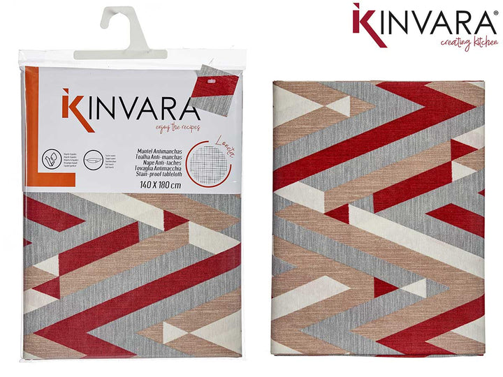Kinvara - Borddug  140 x 180cm væsketæt & vaskenemt rød tema