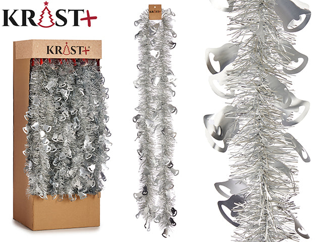 Krist - Guirlande 200x9cm - Metalisk Sølv Farve Med Klokkefigur