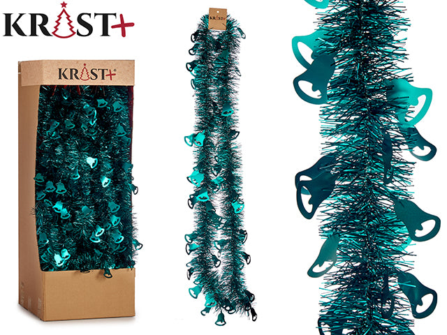 Krist - Guirlande 200x9cm - Metalisk Grøn Farve Med Klokker
