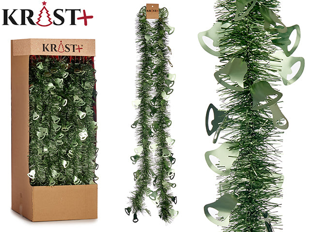 Krist - Guirlande 200x9cm - Metalisk Grøn Farve Med Klokkefigur