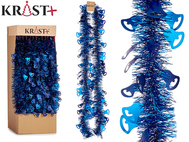 Krist - Guirlande 200x9cm - Metalisk Blå Farve Med Klokkefigur