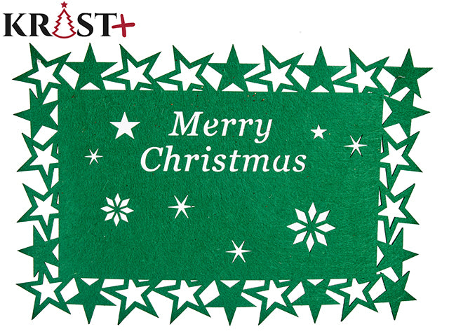 Krist - Bordskåner Grøn "Merry Christmas"