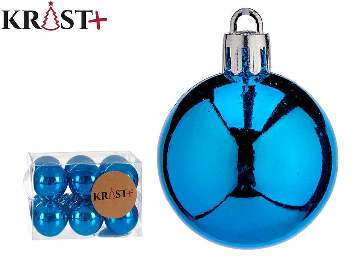 Krist - Julekugler Blå Farve 4cm - 12stk