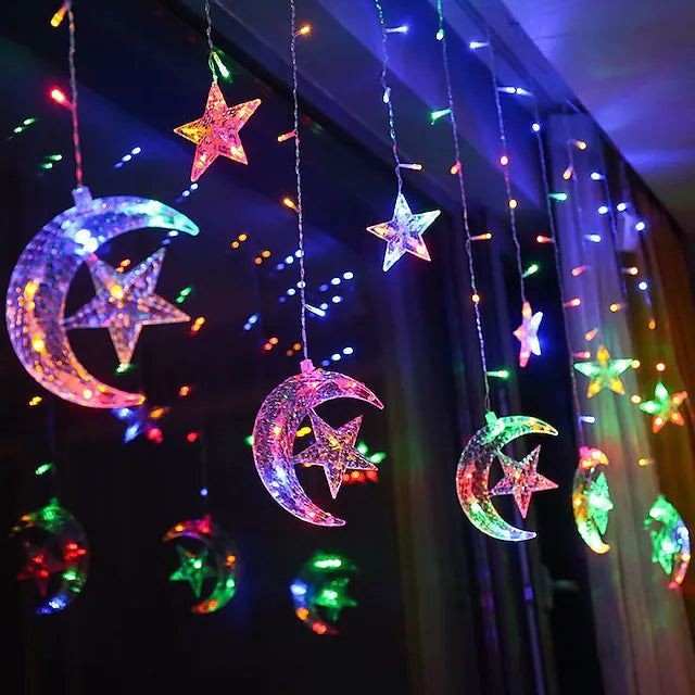 Stjerne & Måne LED-Lyskæde +4m - Multifunktion Farver Ramadan