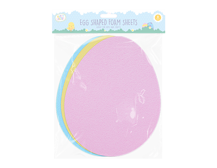 Hoppy Easter - ægformet skumfigur 20cm pink blå og gul 8stk