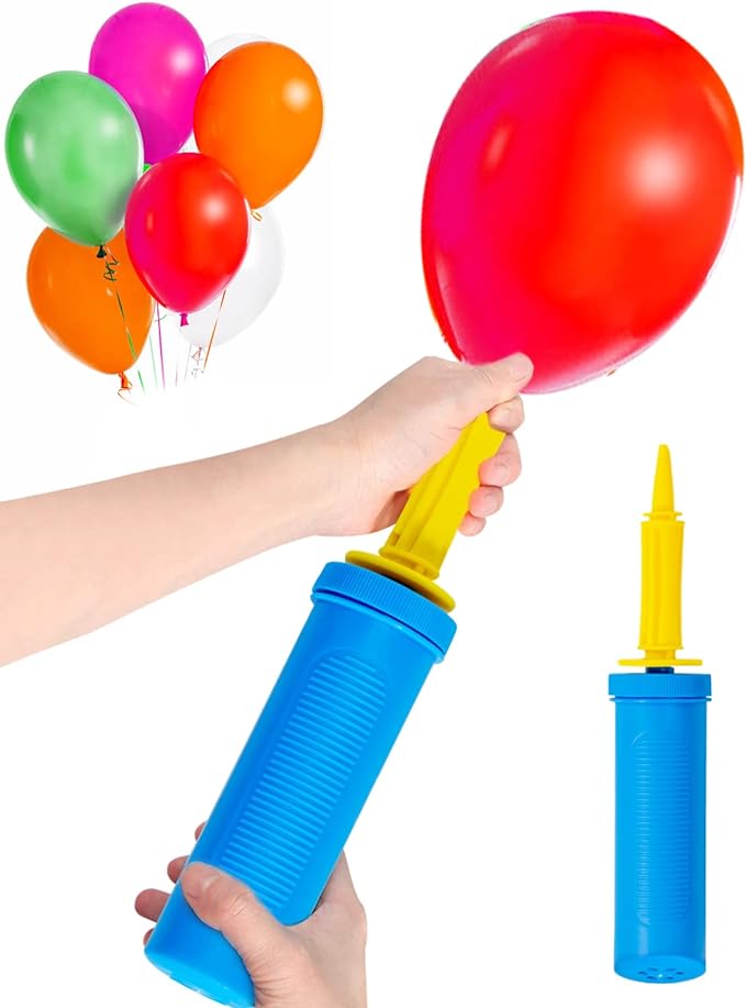 Ballonpumpe med 10 ekstra balloner sæt - tilfældig farve