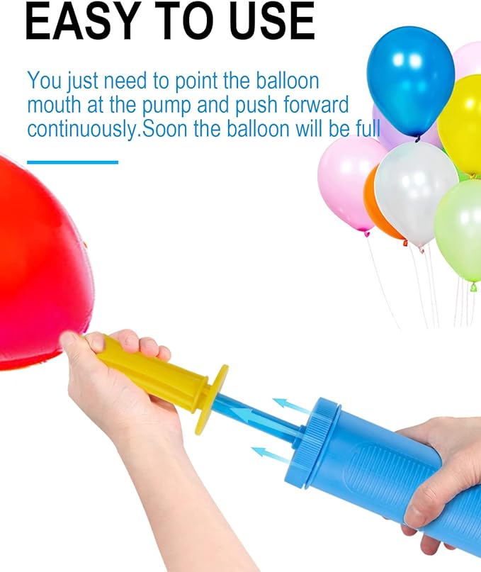 Ballonpumpe med 10 ekstra balloner sæt - tilfældig farve