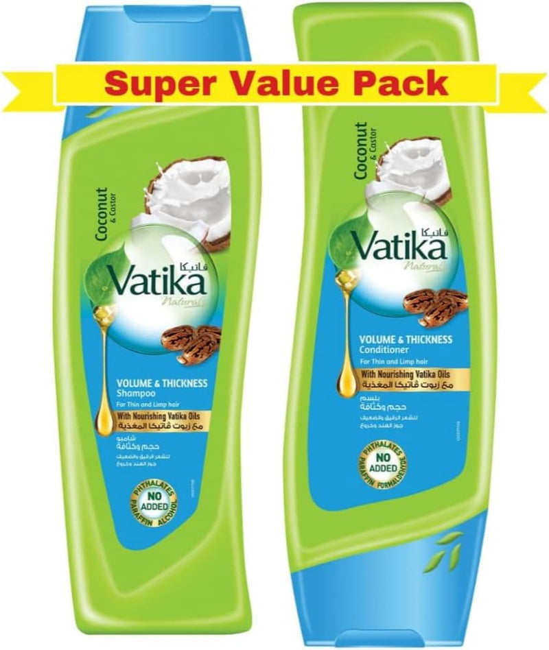 Vatika Pakketilbud Shampoo 400m & Balsam 400m Kokos og Castor