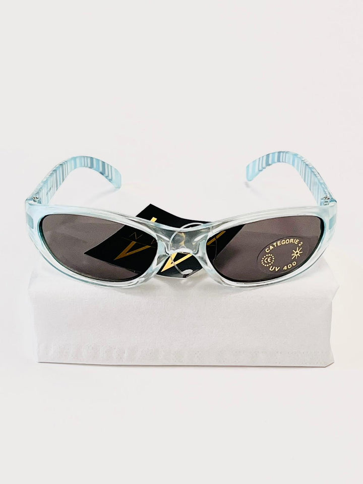 Børne solbriller UV - lyseblå med striber