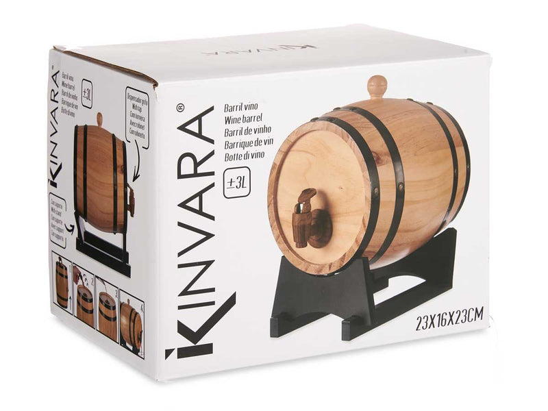 Kinvara - Drik dispenser Trætønde med tilbehør 3liter 30x22 cm