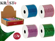 Hot pink glitter gavebånd uden kant 4x270cm