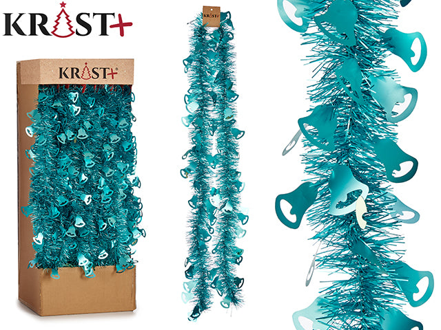 Krist - Guirlande 200x9cm - Metalisk Blå Farve Med Klokkefigur