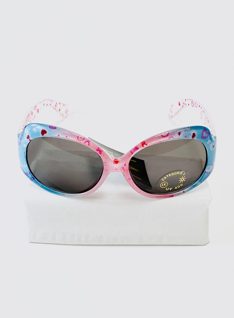 Børne solbriller UV - Pink og blå med hjerter