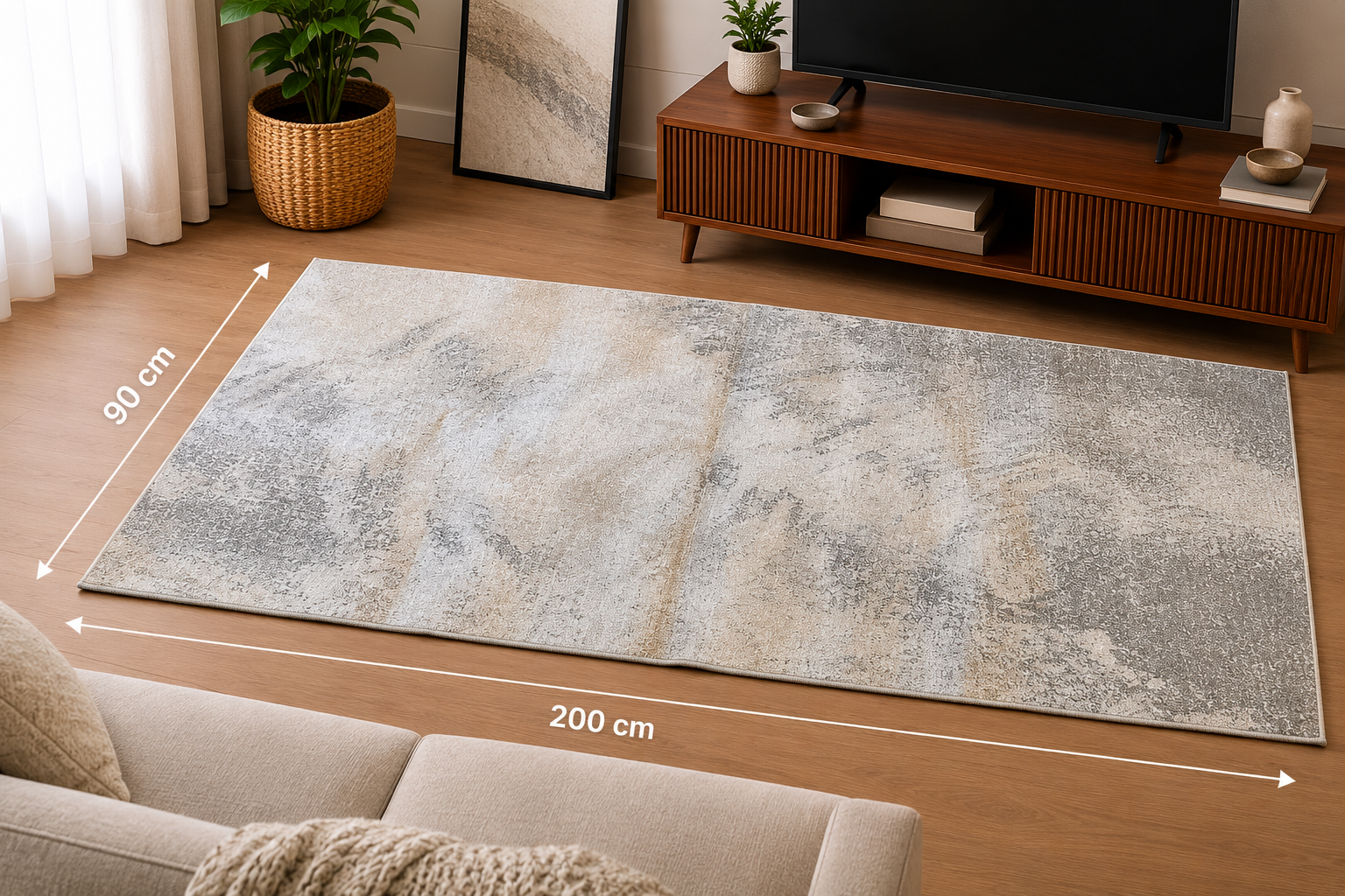 Nordic Marble Løber – Grå/Beige 90 x 200 cm