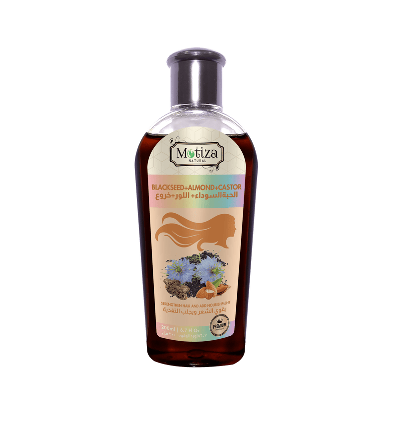 Motiza Hårolie Blackseed, Almond, Castor 200ml - Hårpleje med 3 Kraftfulde Olier