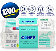 Confy XXL 100 Rengøringsklude – Bleach Scented – 100 stk. / 1200 g