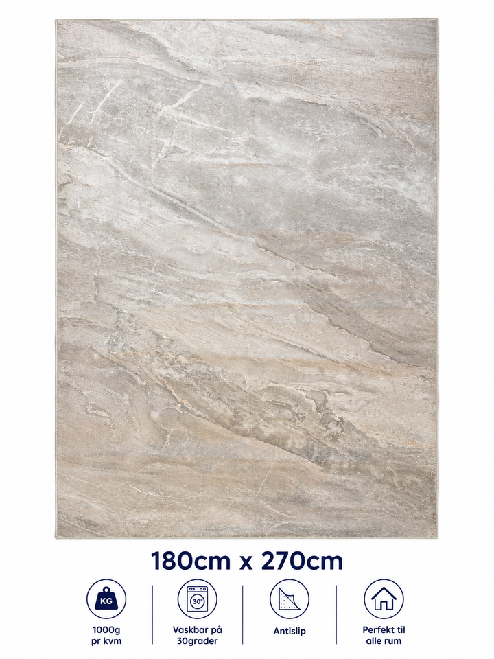 Stilrent tæppe 180x270 cm - Natural Stone Beige
