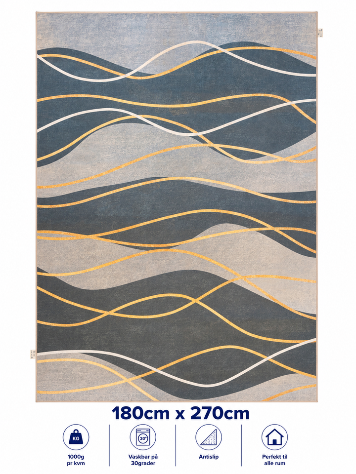 Stilrent tæppe 180x270 cm - Golden Waves
