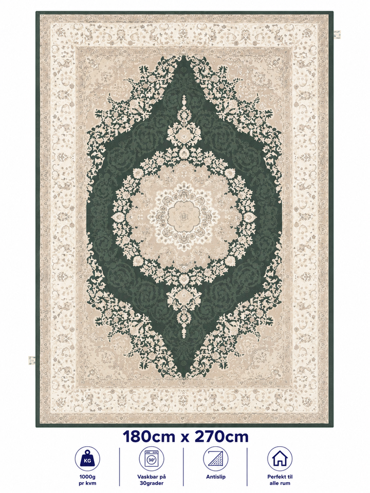 Stilrent tæppe 180x270 cm - Grøn Sultan