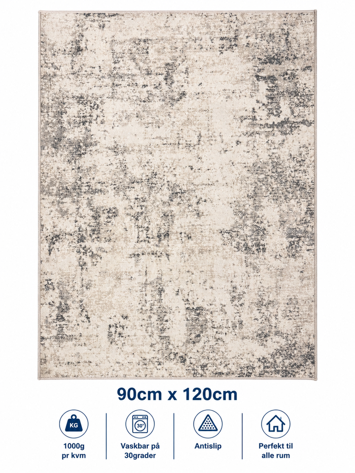 Stilrent tæppe 90x120 i grå nuancer