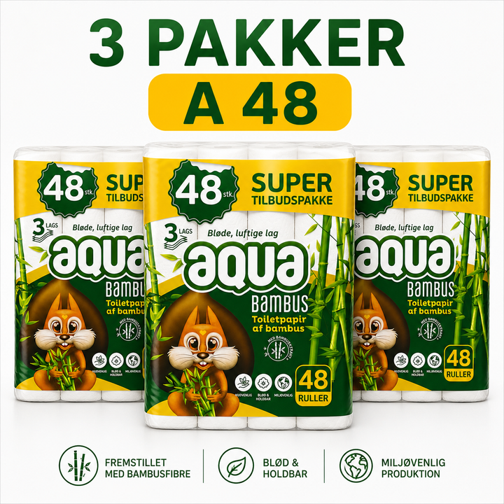 Aqua Bambu Toiletpapir – 144 ruller (3-lags)