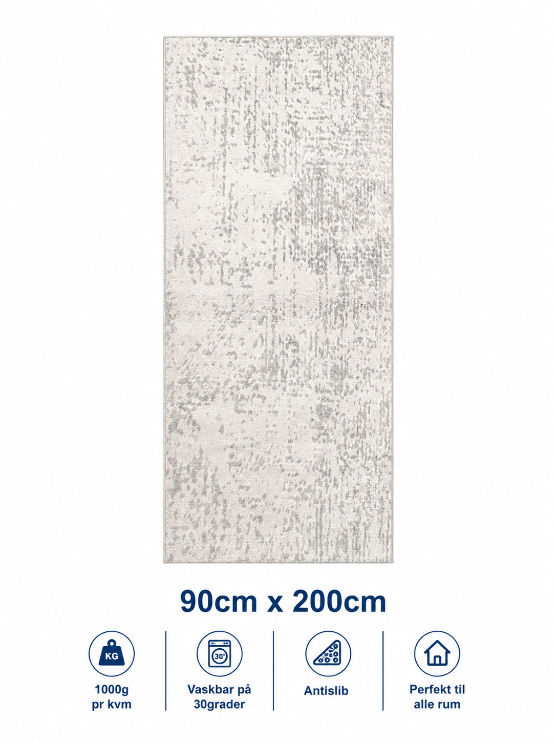 Tæppe / løber 90x200cm, Soft Marble Cream