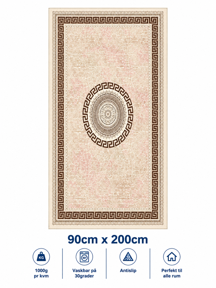 Tæppe / løber 90x200cm, Royal Medallion Rose