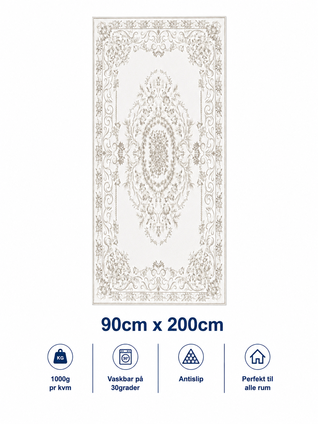 Tæppe / løber 90x200cm, Ivory Elegance