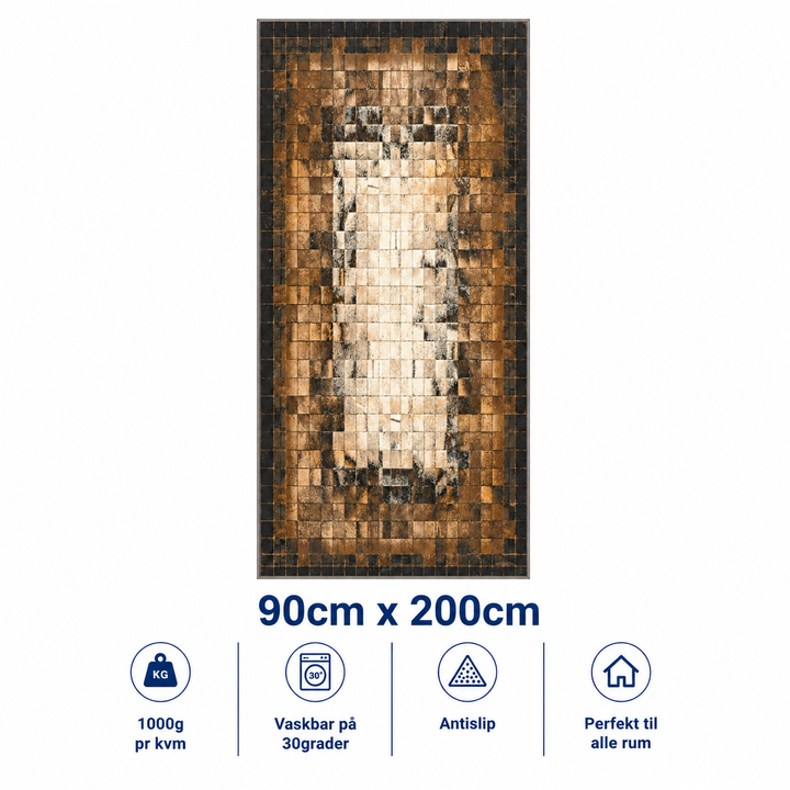 Tæppe / løber 90x200cm, Golden Mosaic
