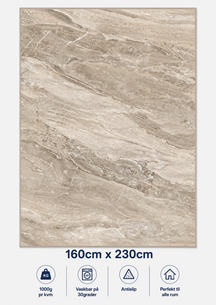 Stilrent tæppe 160x230 cm, Marble Sand Luxe
