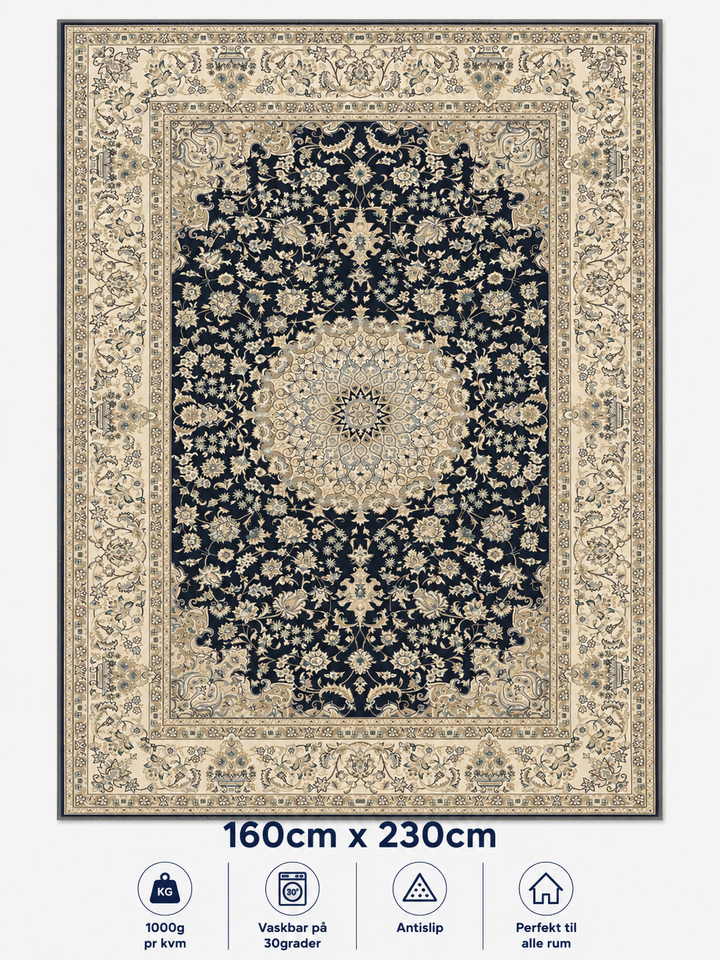 Stilrent tæppe 160x230 cm, Royal Heritage Navy