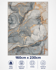 Stilrent tæppe 160x230 cm, Golden Ocean Marble