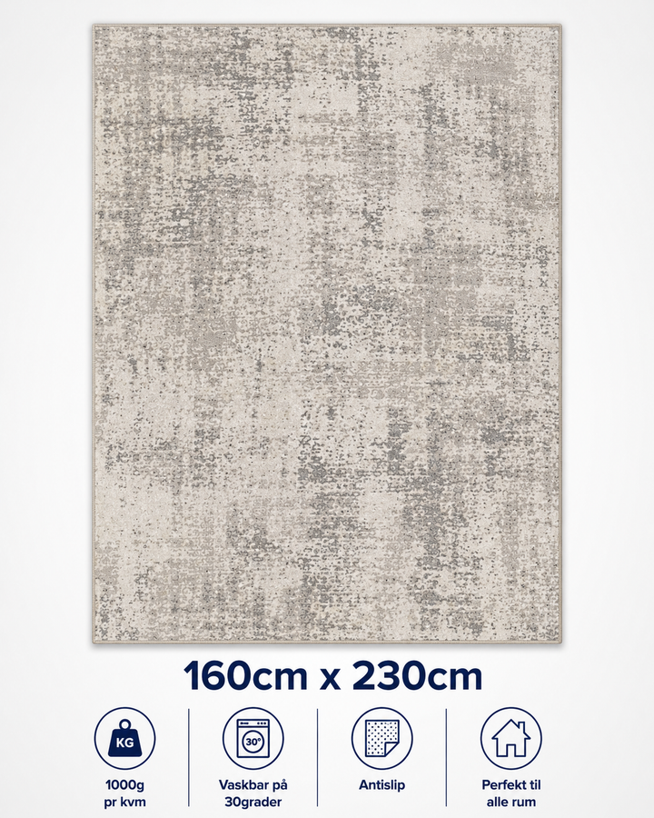 Stilrent tæppe 160x230 cm, Nordic Vintage Grey