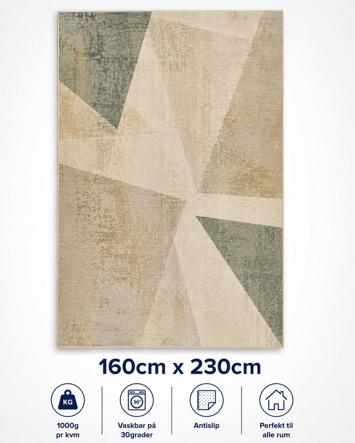 Stilrent tæppe 160x230 cm, Nordic Geometry Beige