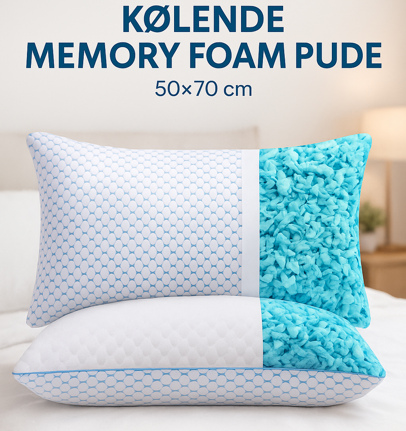 Kølende Memory Foam Pude 50×70 cm – Ergonomisk & Justerbar Hovedpude til Optimal Nattesøvn